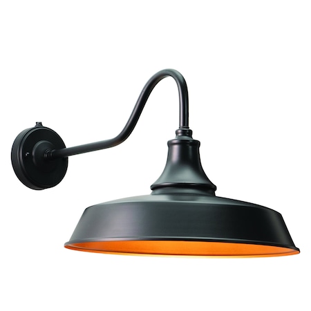 Vaxcel Dorado 1 Light Dusk to Dawn Bronze Gold Farmhouse Barn Dome Outdoor Wall Lantern T0369